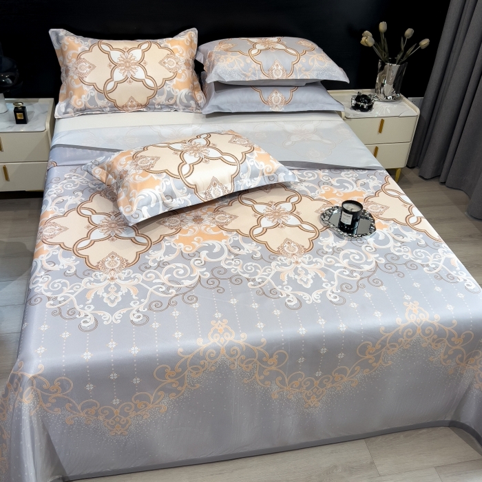 91家纺网 家纺一手货源 找家纺 梵克保罗 2025新款冰丝凉席床单款凉席三件套 欧诺拉