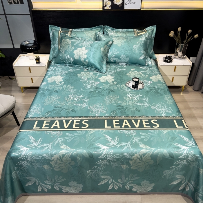 91家纺网 家纺一手货源 找家纺 梵克保罗 2025新款冰丝凉席床单款凉席三件套 森林幻境