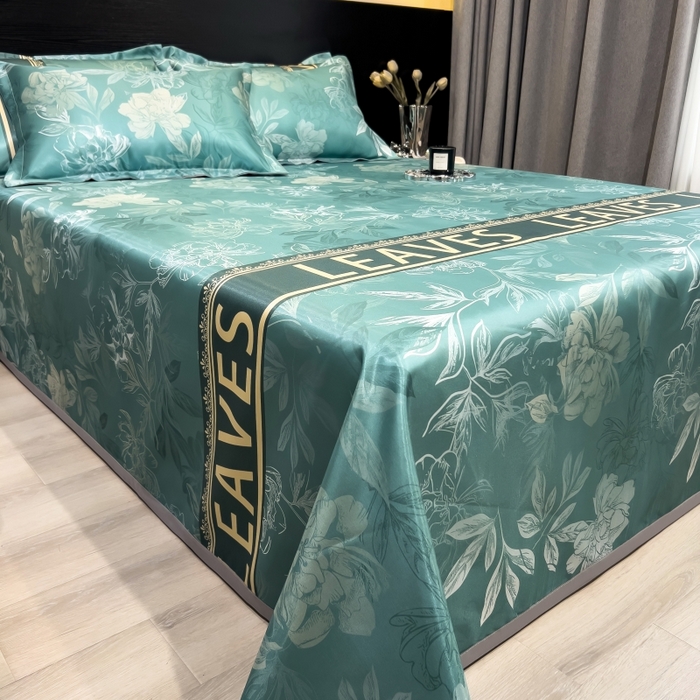 91家纺网 家纺一手货源 找家纺 梵克保罗 2025新款冰丝凉席床单款凉席三件套 森林幻境