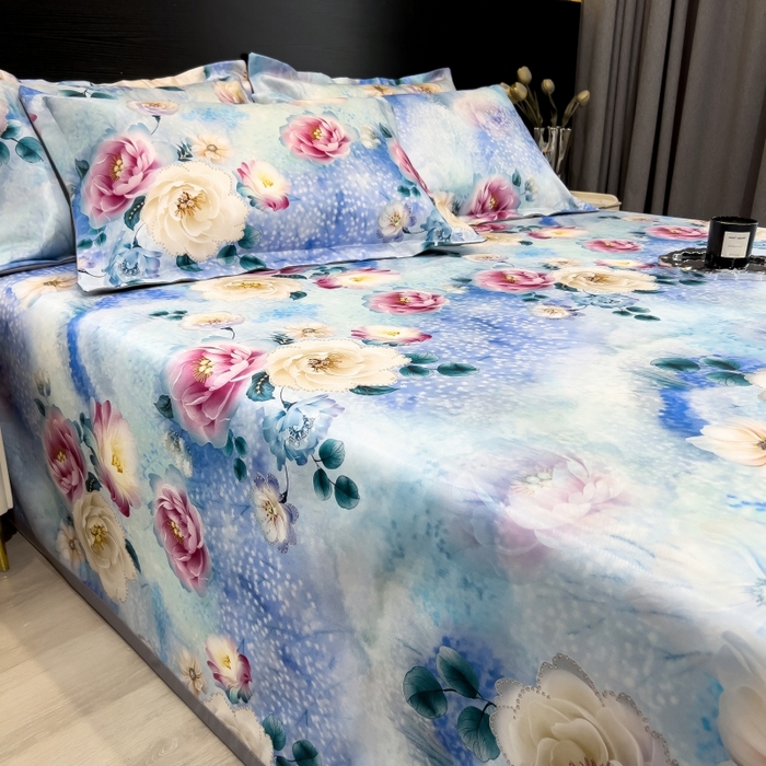 91家纺网 家纺一手货源 找家纺 梵克保罗 2025新款冰丝凉席床单款凉席三件套 盛夏