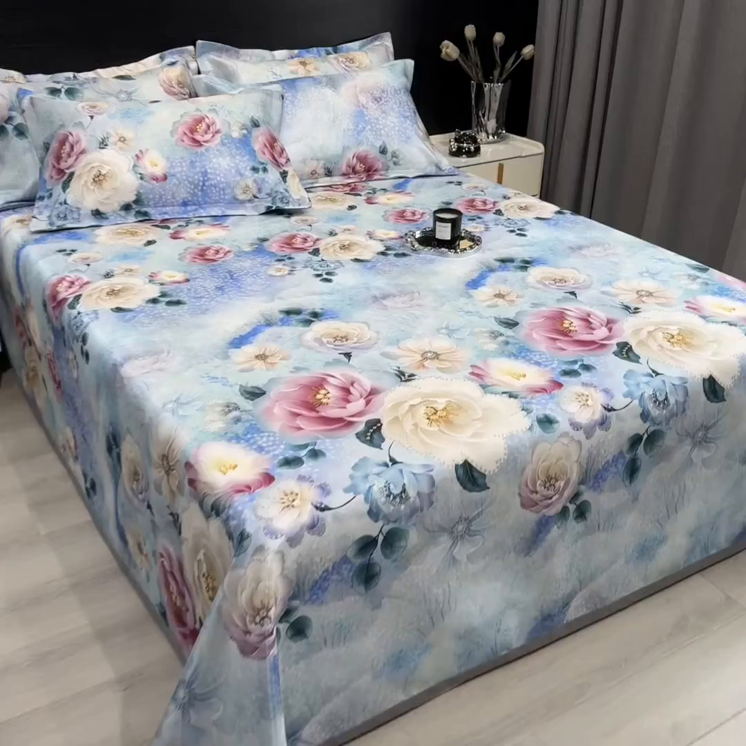 91家纺网 家纺一手货源 找家纺 梵克保罗 2025新款冰丝凉席床单款凉席三件套 盛夏