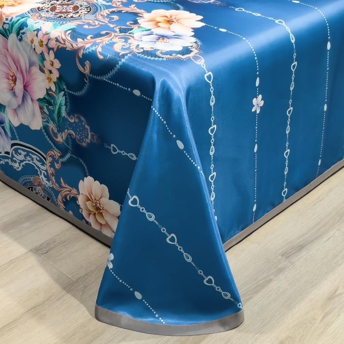 91家纺网 家纺一手货源 找家纺 梵克保罗 2025新款冰丝凉席床单款凉席三件套 苏叶