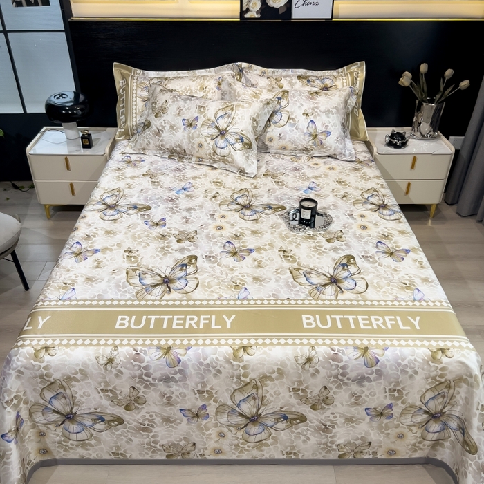 91家纺网 家纺一手货源 找家纺 梵克保罗 2025新款冰丝凉席床单款凉席三件套 天空之境