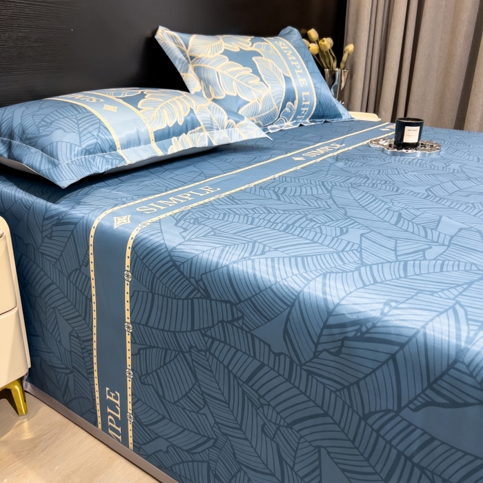 91家纺网 家纺一手货源 找家纺 梵克保罗 2025新款冰丝凉席床单款凉席三件套 天堂鸟