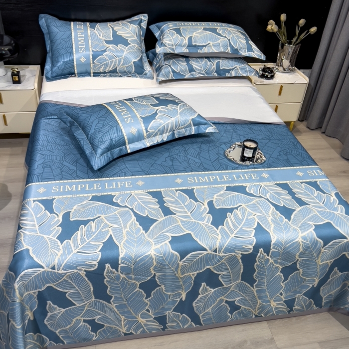 91家纺网 家纺一手货源 找家纺 梵克保罗 2025新款冰丝凉席床单款凉席三件套 天堂鸟