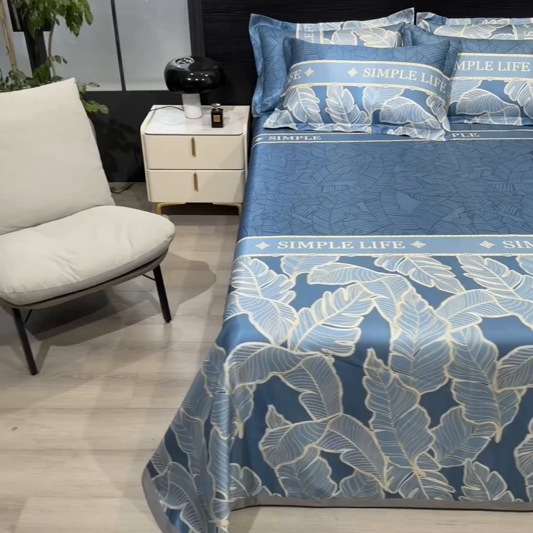 91家纺网 家纺一手货源 找家纺 梵克保罗 2025新款冰丝凉席床单款凉席三件套 天堂鸟