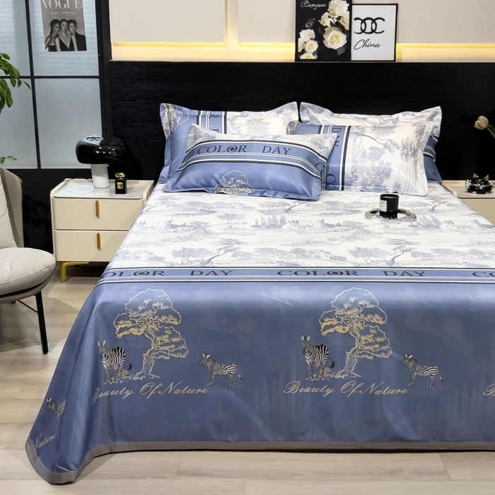 91家纺网 家纺一手货源 找家纺 梵克保罗 2025新款冰丝凉席床单款凉席三件套 梧桐