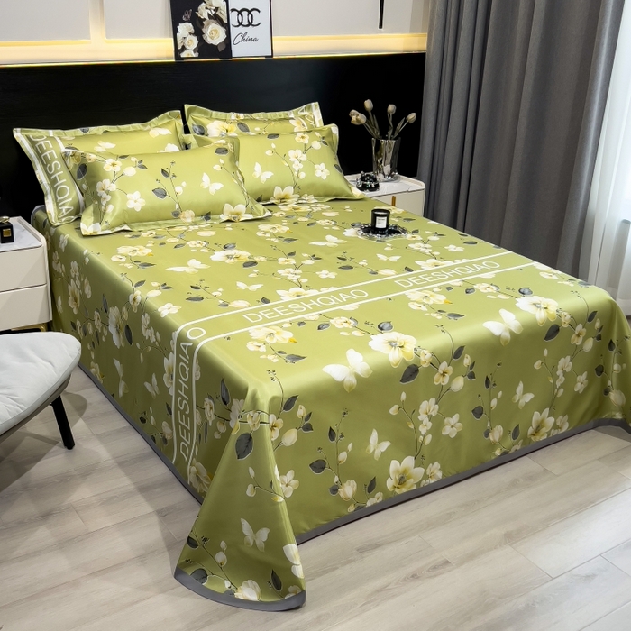 91家纺网 家纺一手货源 找家纺 梵克保罗 2025新款冰丝凉席床单款凉席三件套 小树梨