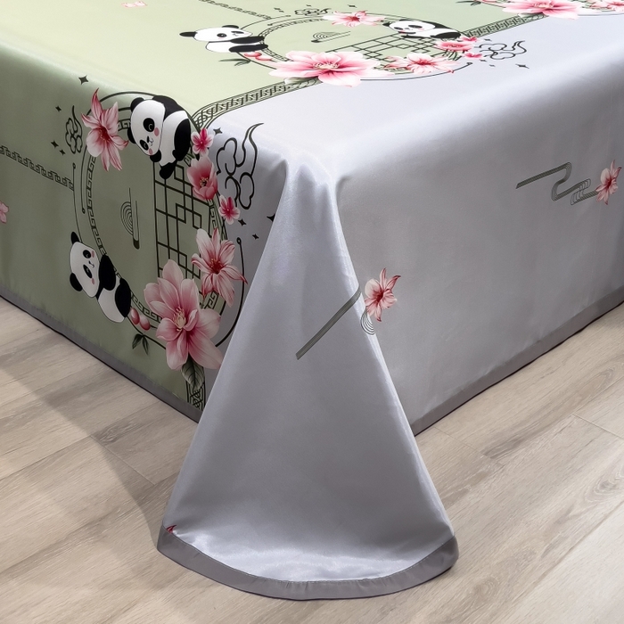 91家纺网 家纺一手货源 找家纺 梵克保罗 2025新款冰丝凉席床单款凉席三件套 熊猫