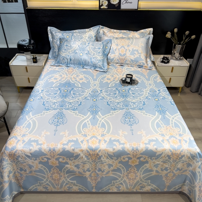 91家纺网 家纺一手货源 找家纺 梵克保罗 2025新款冰丝凉席床单款凉席三件套 尤娜