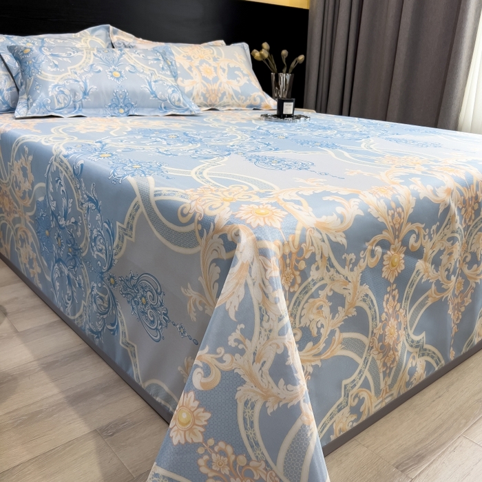 91家纺网 家纺一手货源 找家纺 梵克保罗 2025新款冰丝凉席床单款凉席三件套 尤娜