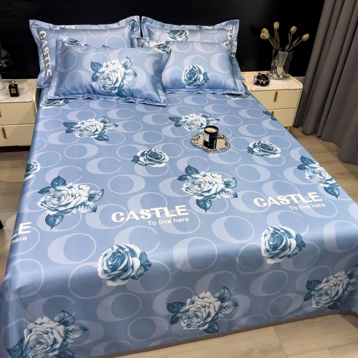 91家纺网 家纺一手货源 找家纺 梵克保罗 2025新款冰丝凉席床单款凉席三件套 雨桐