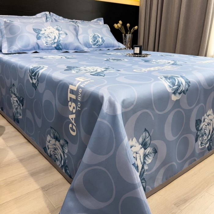 91家纺网 家纺一手货源 找家纺 梵克保罗 2025新款冰丝凉席床单款凉席三件套 雨桐