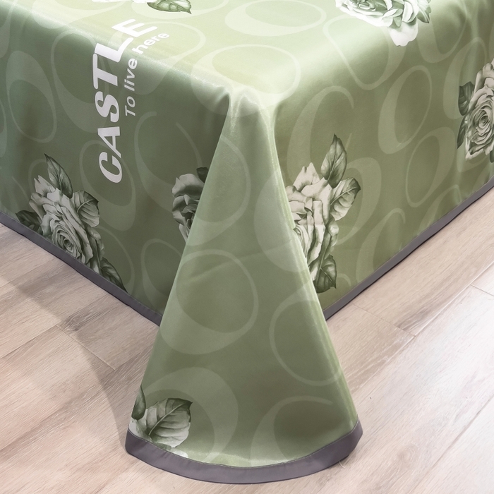 91家纺网 家纺一手货源 找家纺 梵克保罗 2025新款冰丝凉席床单款凉席三件套 雨桐绿