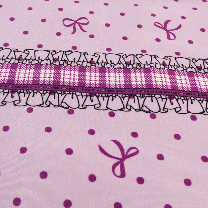 91家纺网 家纺一手货源 找家纺 雨洋2025新款加厚保暖8.5斤牛奶绒金貂婴儿绒四件套 蝴蝶结紫