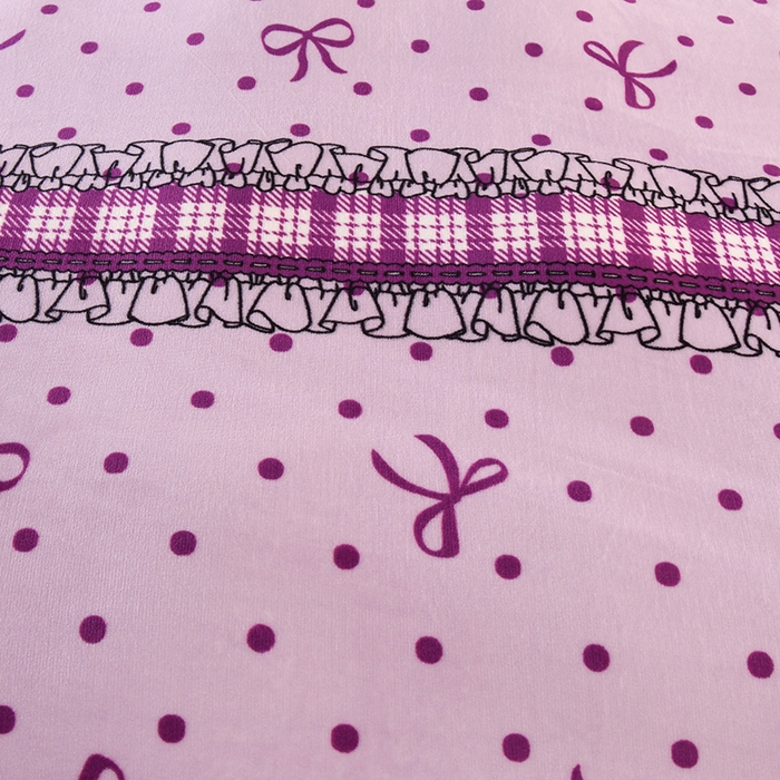 91家纺网 家纺一手货源 找家纺 雨洋2025新款加厚保暖8.5斤牛奶绒金貂婴儿绒四件套 蝴蝶结紫