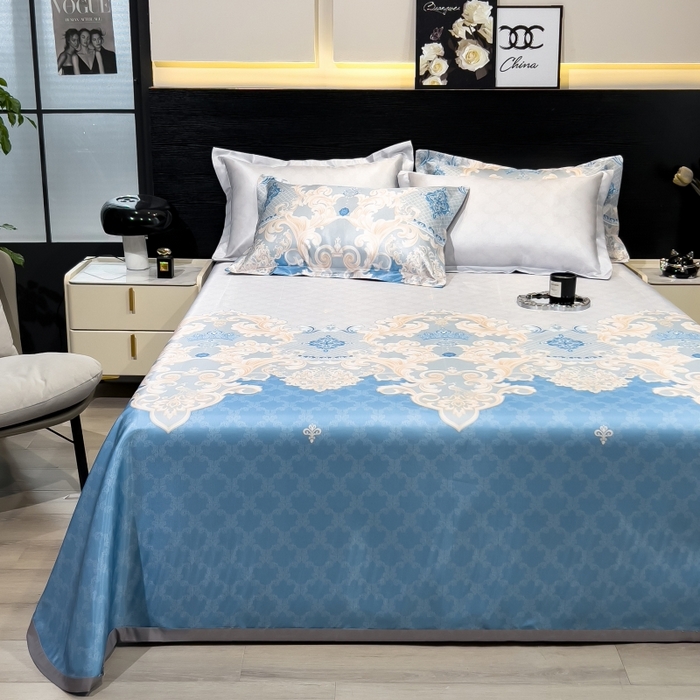 91家纺网 家纺一手货源 找家纺 梵克保罗 2025新款冰丝凉席床单款凉席三件套 长夏