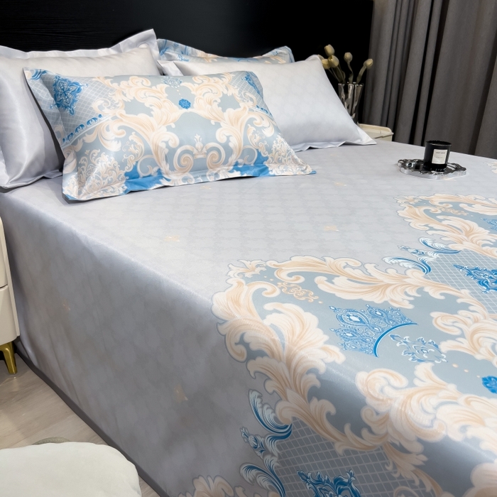 91家纺网 家纺一手货源 找家纺 梵克保罗 2025新款冰丝凉席床单款凉席三件套 长夏