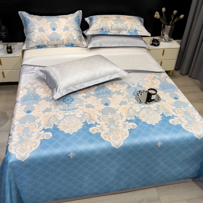 91家纺网 家纺一手货源 找家纺 梵克保罗 2025新款冰丝凉席床单款凉席三件套 长夏