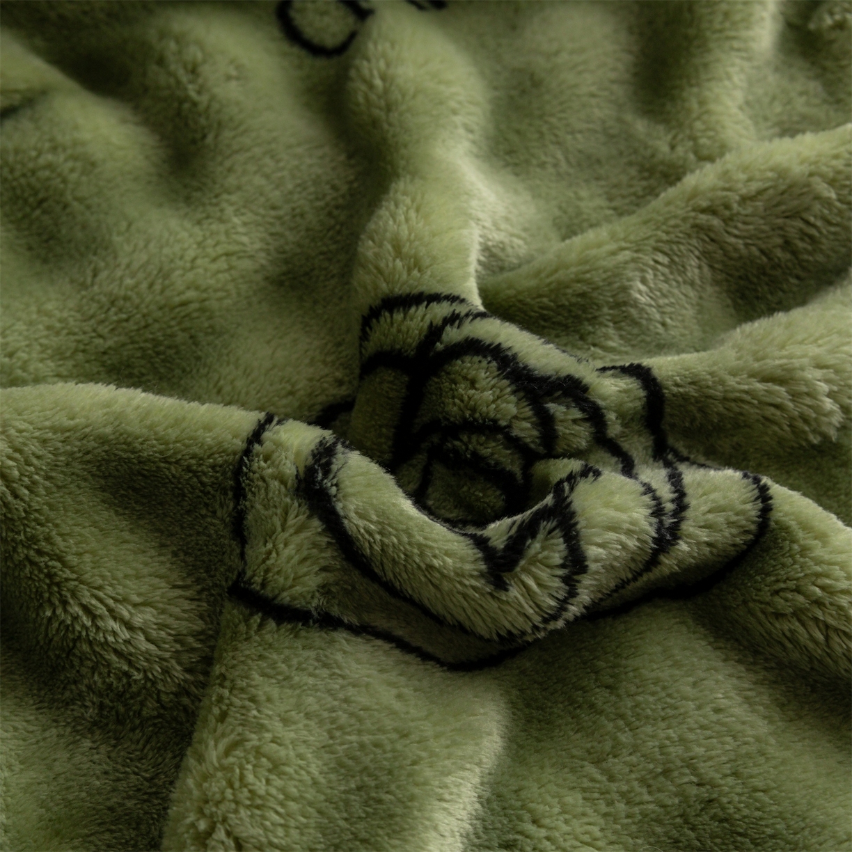 91家纺网 家纺一手货源 找家纺 安琪家纺 2025新款爆品temu希音TK350g山茶花仿兔毛绒毯休闲大泡泡毯跨境外贸出口  山茶花-绿