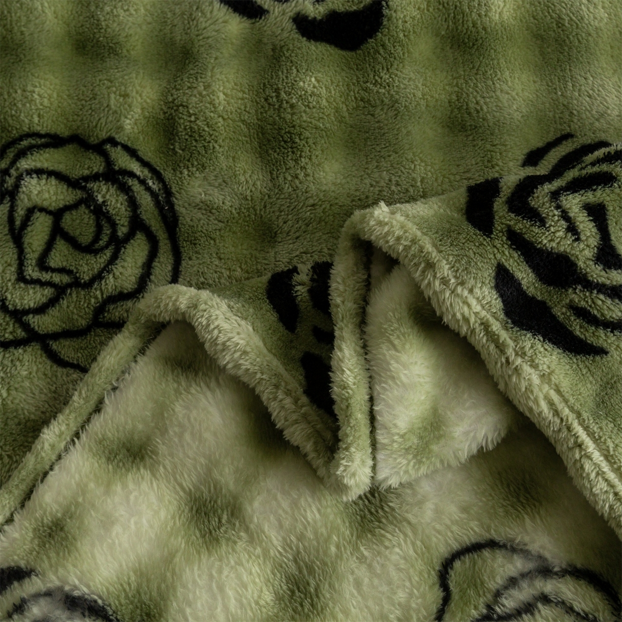 91家纺网 家纺一手货源 找家纺 安琪家纺 2025新款爆品temu希音TK350g山茶花仿兔毛绒毯休闲大泡泡毯跨境外贸出口  山茶花-绿