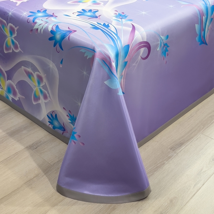 91家纺网 家纺一手货源 找家纺 梵克保罗 2025新款冰丝凉席床单款凉席三件套 紫色蝶海