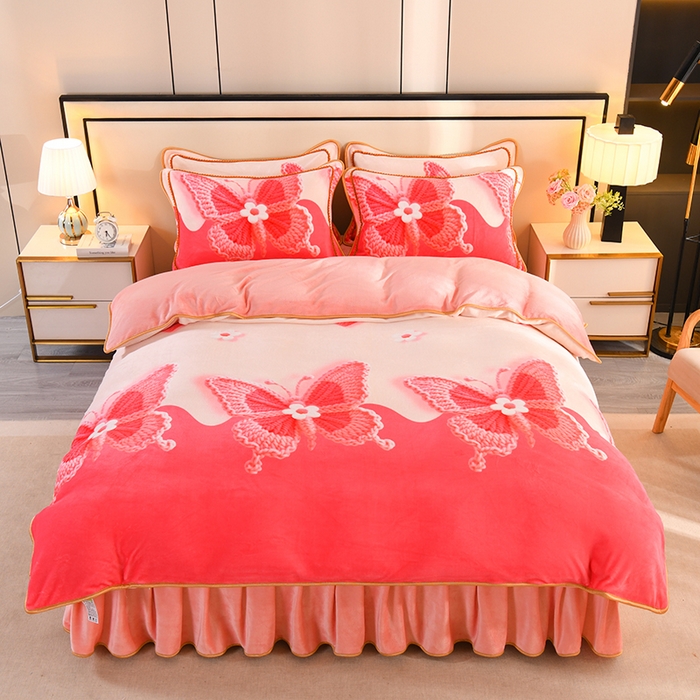 雨洋2025新款加厚保暖8.5斤牛奶绒金貂婴儿绒四件套 翩翩起舞