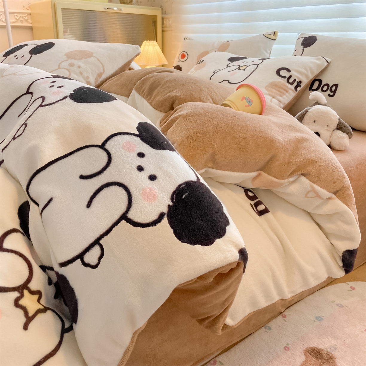 91家纺网 家纺一手货源 找家纺 （总）美澳家纺 2025新款190克加厚牛奶绒印花四件套