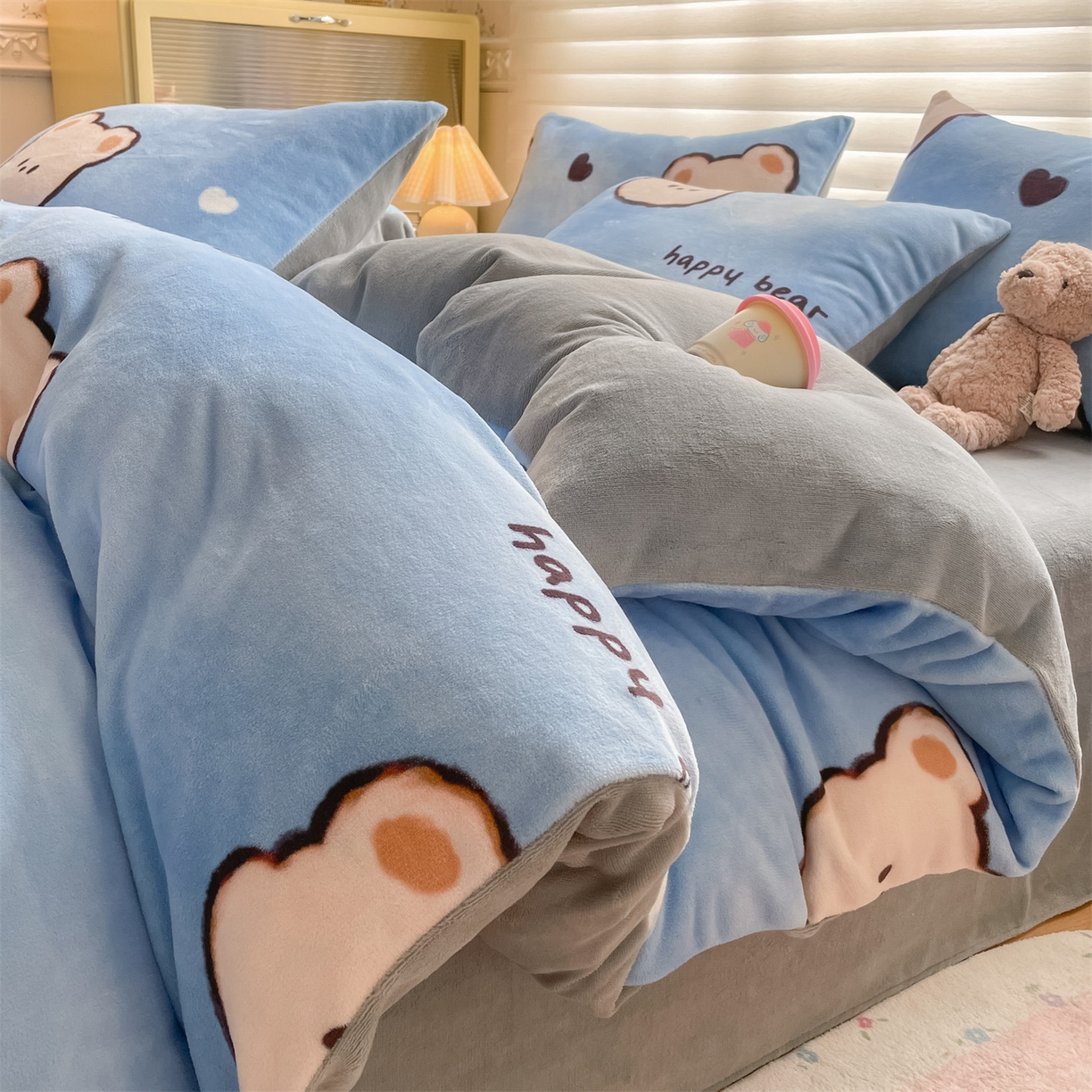 91家纺网 家纺一手货源 找家纺 （总）美澳家纺 2025新款190克加厚牛奶绒印花四件套