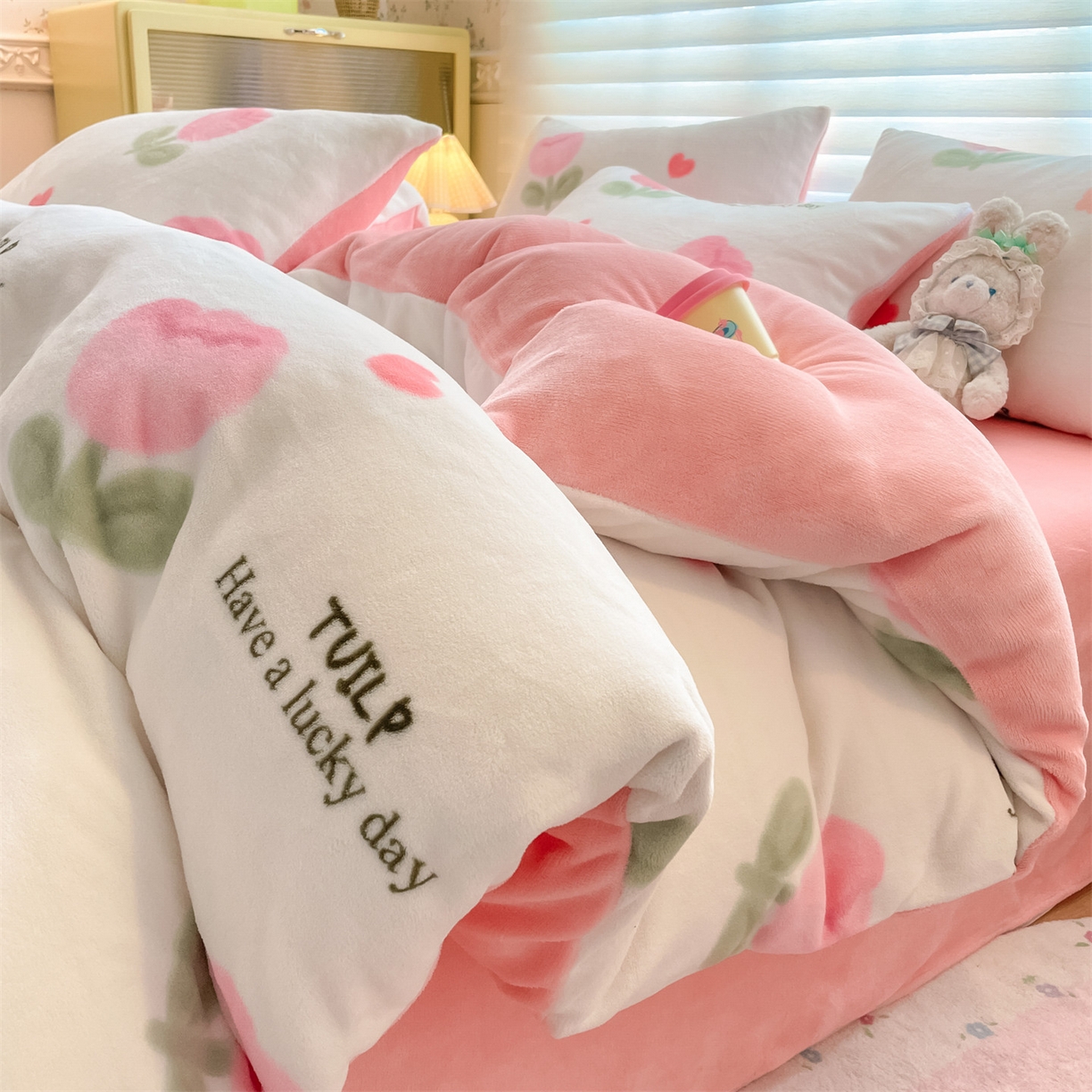 91家纺网 家纺一手货源 找家纺 （总）美澳家纺 2025新款190克加厚牛奶绒印花四件套