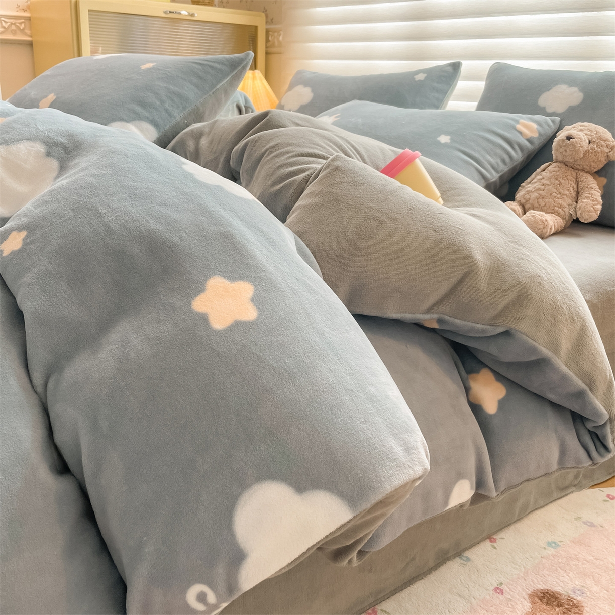 91家纺网 家纺一手货源 找家纺 （总）美澳家纺 2025新款190克加厚牛奶绒印花四件套