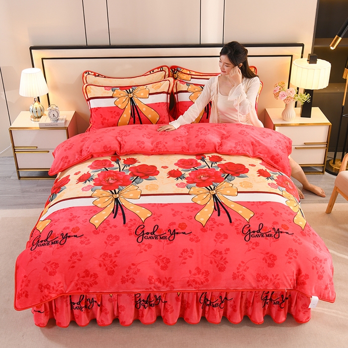 91家纺网 家纺一手货源 找家纺 雨洋2025新款加厚保暖牛奶绒金貂婴儿绒单被套 玫瑰花语