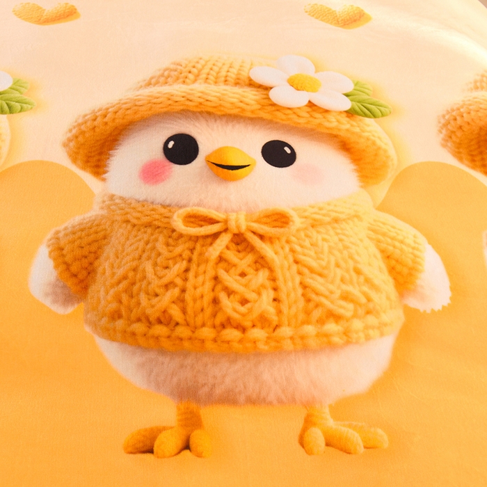 91家纺网 家纺一手货源 找家纺 雨洋2025新款加厚保暖牛奶绒金貂婴儿绒单被套 萌萌鸡仔