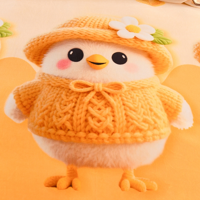 91家纺网 家纺一手货源 找家纺 雨洋2025新款加厚保暖牛奶绒金貂婴儿绒单被套 萌萌鸡仔