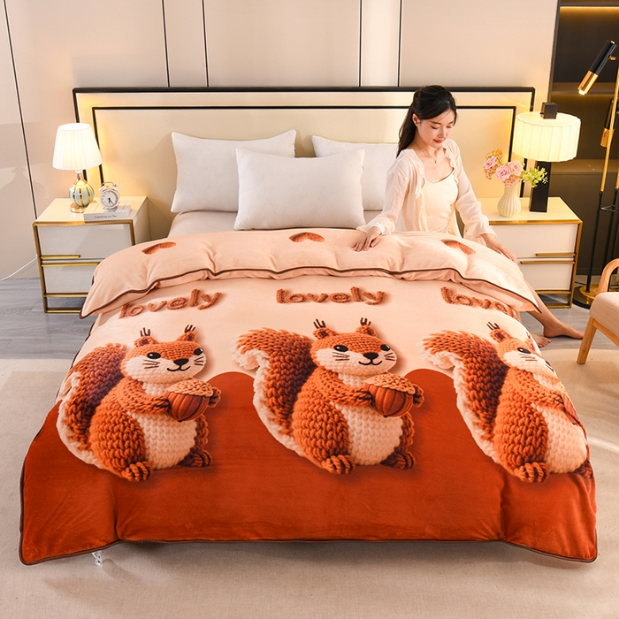 雨洋2025新款加厚保暖牛奶绒金貂婴儿绒单被套 三只松鼠