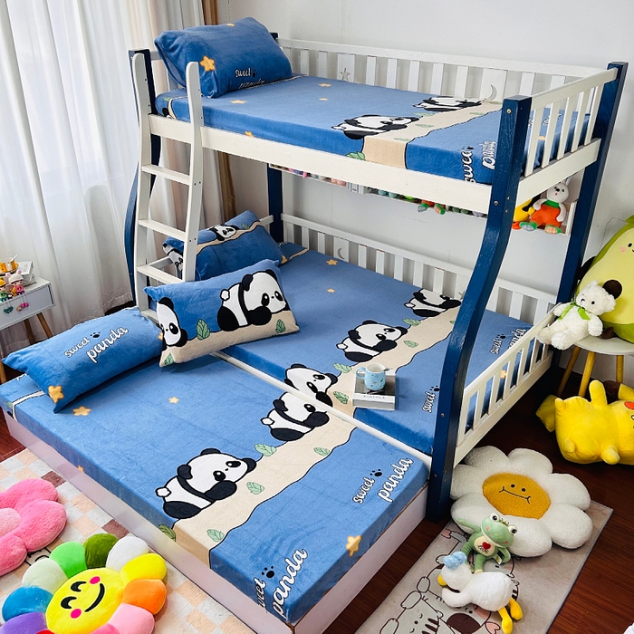 91家纺网 家纺一手货源 找家纺 小虾米 2025新款加厚牛奶绒床笠单床笠床笠单件 熊猫帕帕