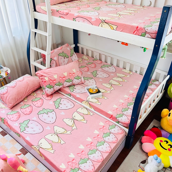 91家纺网 家纺一手货源 找家纺 小虾米 2025新款加厚牛奶绒床笠单床笠床笠单件 草莓