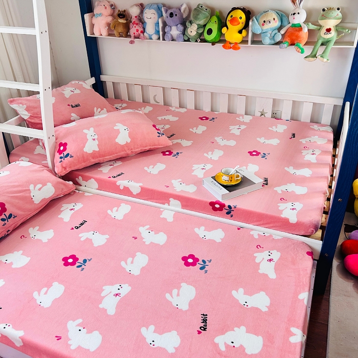 91家纺网 家纺一手货源 找家纺 小虾米 2025新款加厚牛奶绒床笠单床笠床笠单件 欢乐兔