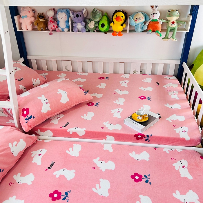 91家纺网 家纺一手货源 找家纺 小虾米 2025新款加厚牛奶绒床笠单床笠床笠单件 欢乐兔