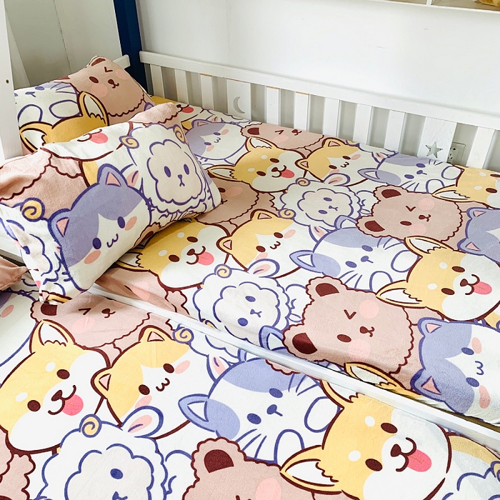 91家纺网 家纺一手货源 找家纺 小虾米 2025新款加厚牛奶绒床笠单床笠床笠单件 萌犬