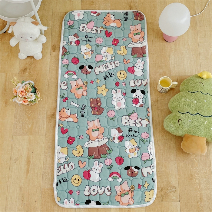 91家纺网 家纺一手货源 找家纺 禧缘家纺（原梦想家） 2025新款儿童牛奶绒夹棉床垫（可定制） 动物派对