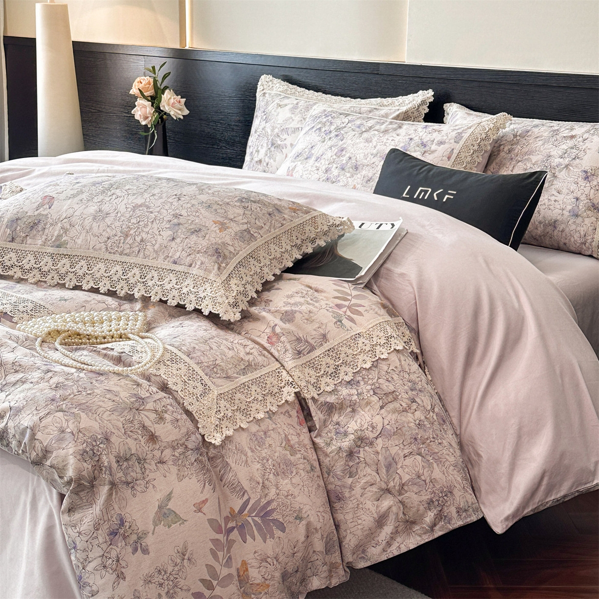 91家纺网 家纺一手货源 找家纺 蓝米卡夫 2025秋冬-A类棉麻全棉数码印花50S*50S双股磨毛公主风系列（礼盒包装）【如需买家秀联系15996631948】  清逸花蝶