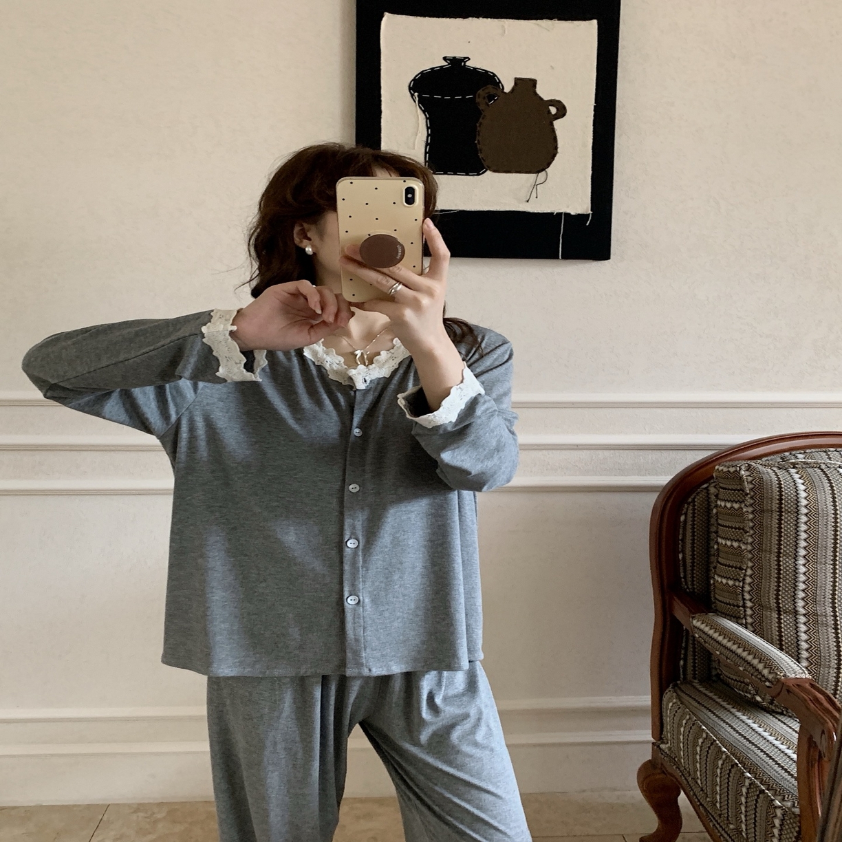 91家纺网 家纺一手货源 找家纺 （总）妍景家居生活馆 2025新款韩系25167-V领蕾丝三件套