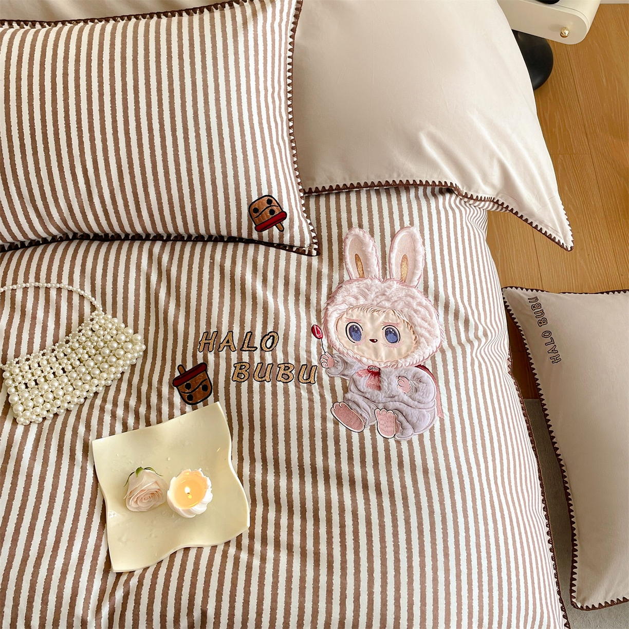 91家纺网 家纺一手货源 找家纺 （总）蓝米卡夫 2025秋冬-A类全棉生态磨毛卡通绣花贝壳边系列（礼盒包装）【如需买家秀联系15996631948】