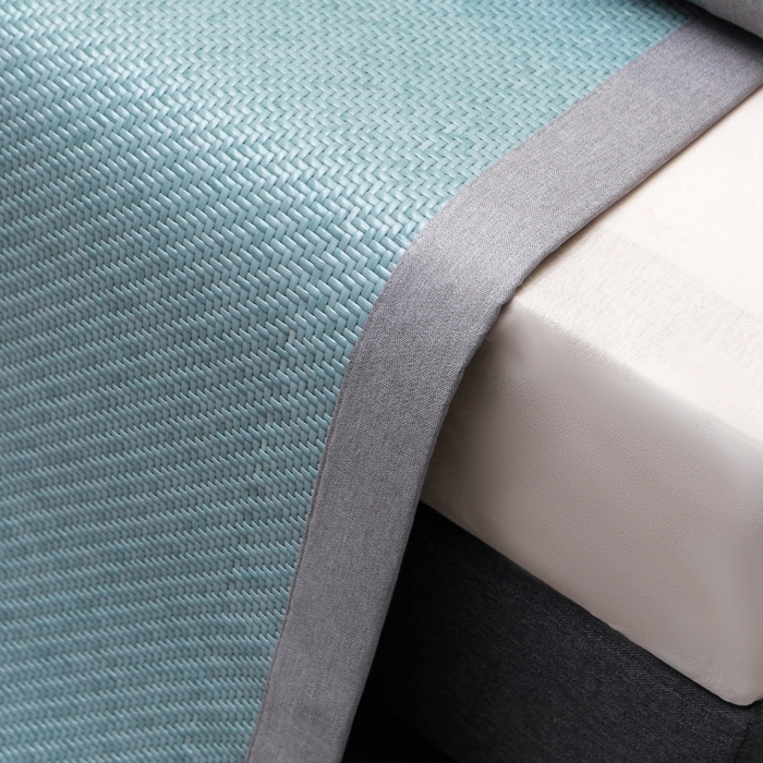 91家纺网 家纺一手货源 找家纺 梵克保罗 2025新款pe材质雪藤席凉席三件套 雪藤蓝