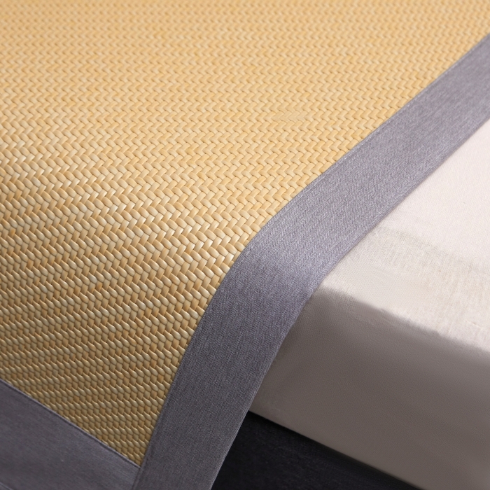 91家纺网 家纺一手货源 找家纺 梵克保罗 2025新款pe材质雪藤席凉席三件套 柠檬黄