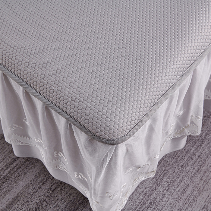 91家纺网 家纺一手货源 找家纺 梵克保罗 2025新款7A抗菌母婴级纯乙纶PE刺绣凉感丝豆豆席 床裙款 床裙款 浪花-灰