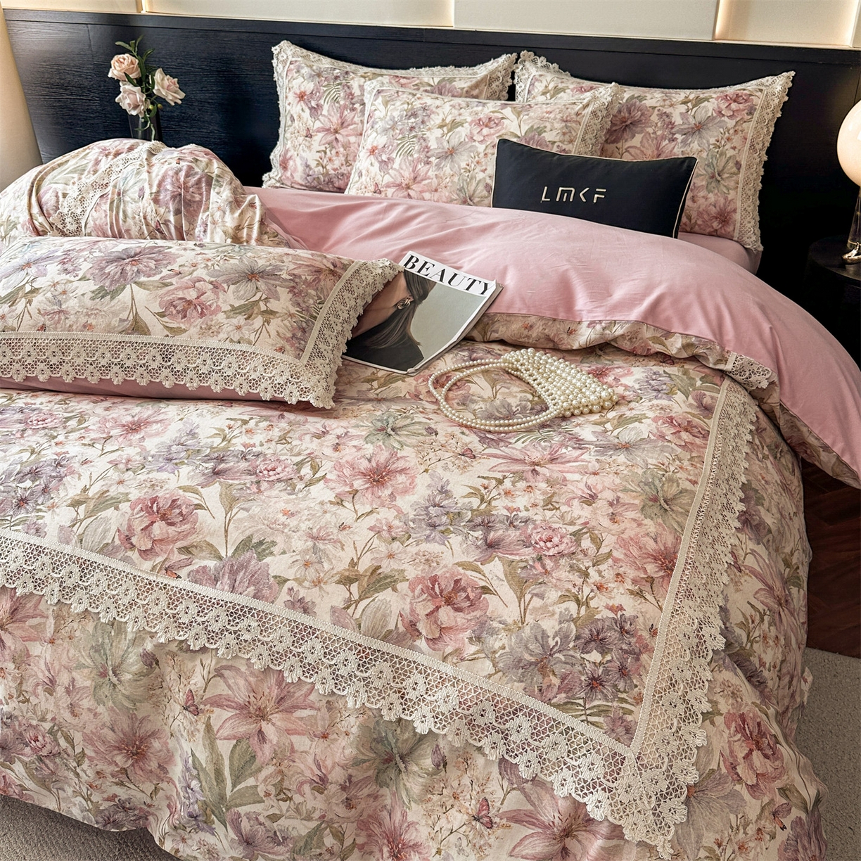 蓝米卡夫 2025秋冬-A类棉麻全棉数码印花50S*50S双股磨毛公主风系列（礼盒包装）【如需买家秀联系15996631948】  幻彩雅韵