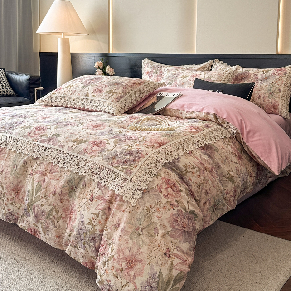 91家纺网 家纺一手货源 找家纺 蓝米卡夫 2025秋冬-A类棉麻全棉数码印花50S*50S双股磨毛公主风系列（礼盒包装）【如需买家秀联系15996631948】  幻彩雅韵