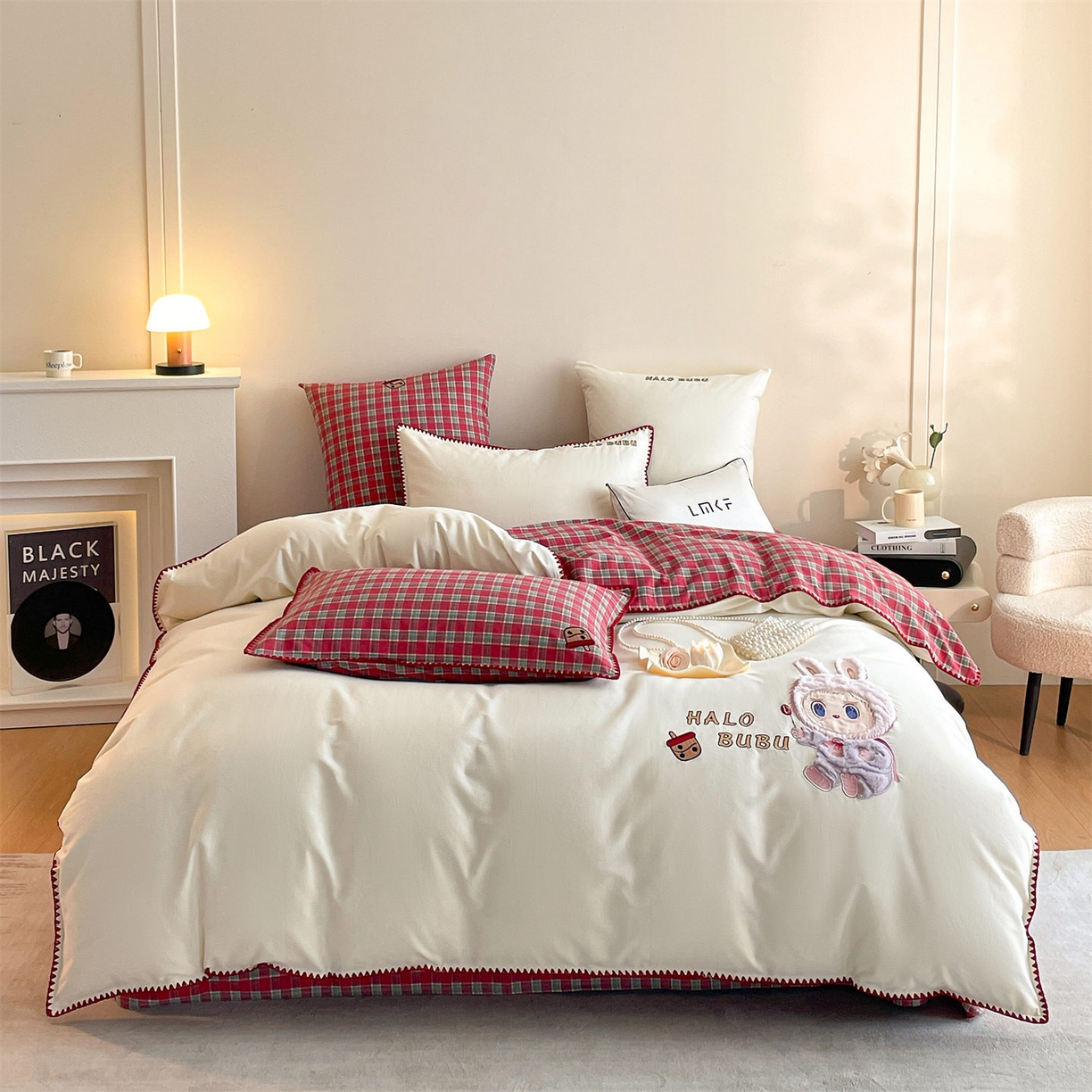 91家纺网 家纺一手货源 找家纺 蓝米卡夫 2025秋冬-A类全棉生态磨毛卡通绣花贝壳边系列（礼盒包装）【如需买家秀联系15996631948】 3号芝士白-奥汀蜜格